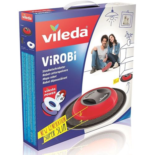 VILEDA® VIROBI "New Generation" Super SLIM Robot Dépoussiérant autonome 4H - Poils Animaux -2x programmes