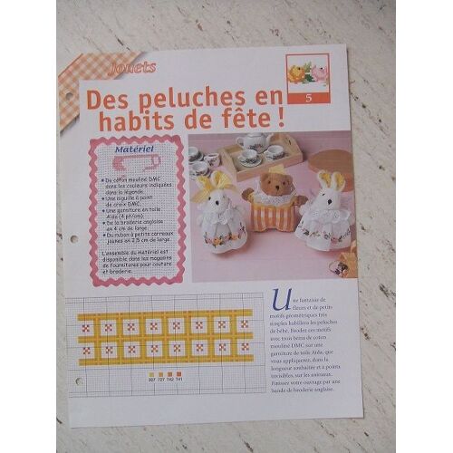 Fiche De Broderie Diagramme Point De Croix - Des Peluches En Habits De Fêtes - Fleurs