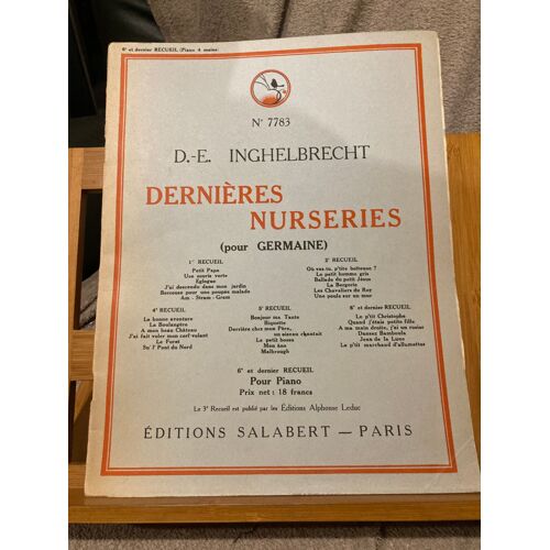 D.-E. Inghelbrecht Dernières Nurseries Partition Piano 4 Mains Éditions Salabert