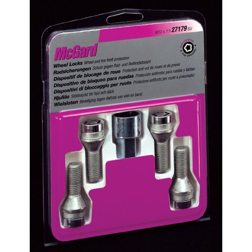 4 Vis - 12x125 - L28 - H19 - Conique - Chrome - Antivol De Roues