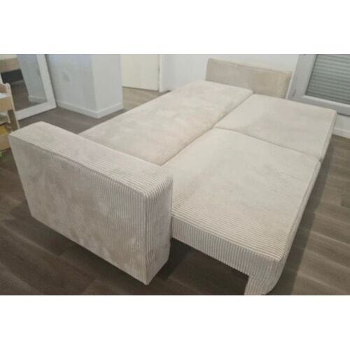 Canapé convertible beige côtelé 3 places 230 *90cm. Disponible immédiatement