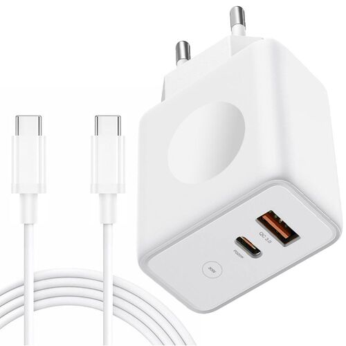Chargeur Rapide 30w 2-Port + Câble Usb-C Vers Usb-C 20w 1m Pour Iphone 16 Pro Max / Iphone 16 Plus / Iphone 15 Pro / Iphone 15 - E.F.Connection