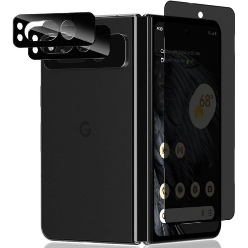 Pour Google Pixel Fold Verre Trempé Anti-Espion [1 Pièces]+ Caméra Arrière Protecteur [2 Pièces],9h Dureté/Sans Bulles/Anti Rayures,Film Protection Écran Pour Google Pixel Fold