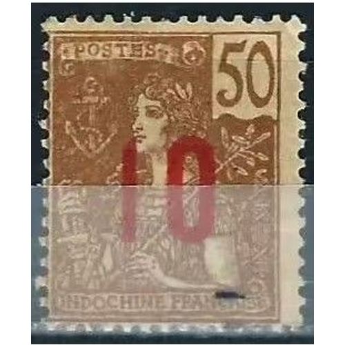 Indochine (Actuel Vietnam), Colonie Française 1912, Beau Timbre Neuf* Yvert 63, Type Grasset 50c. Bistre Sur Paille, Surchargé "10".