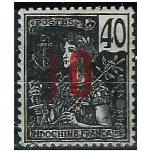 Indochine (Actuel Vietnam), Colonie Française 1912, Beau Timbre Neuf* Yvert 62, Type Grasset 40c. Noir, Surchargé "10".