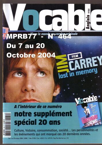 Vocable Anglais N°464 Du 7 Au 20 Octobre 2004 Du 7 Au 20 Octobre 2004 -  Jim Carrey, Lost In Memory 