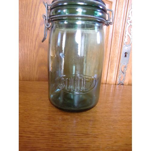 Bocal Ancien En Verre Fumé Vert 1 Litre Solidex