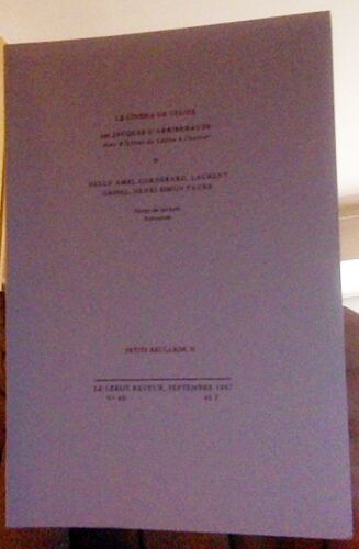 Le Lérot Rêveur N° 45 Septembre 1987 Petits Brulards, Ii - Le Cinéma De Céline