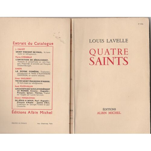Quatre Saints : Sainte Thérèse, Saint Jean De La Croix, Saint François De Sales, Saint François D 'assise . Louis Lavelle