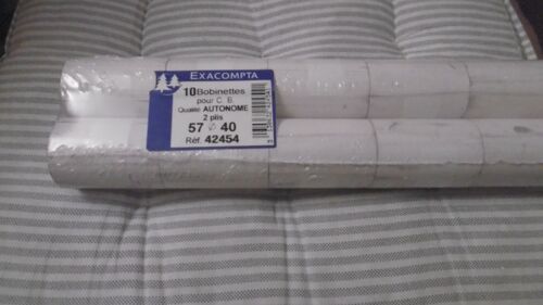 Bobines Papier Dupli Pour Cartes Bleues 57x40x12mm Lot De 10 Exacompta 42454