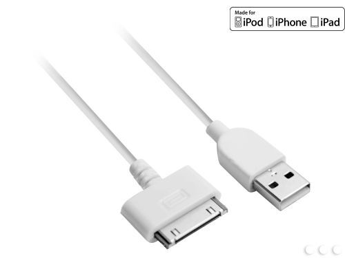 Cable USB 30 PIN 3m pour iPhone iPad iPod, Couleur: Blanc