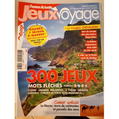 Femme Actuelle Jeux Voyage 60. Août-Septembre 2023. 300 Jeux Et Cahier Special Maroc.