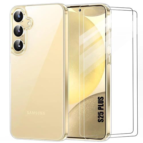 Coque Silicone Pour Samsung Galaxy S25 Plus (Galaxy S25+) Avec 2 Verres Trempés Protection Transparente - E.F.Connection