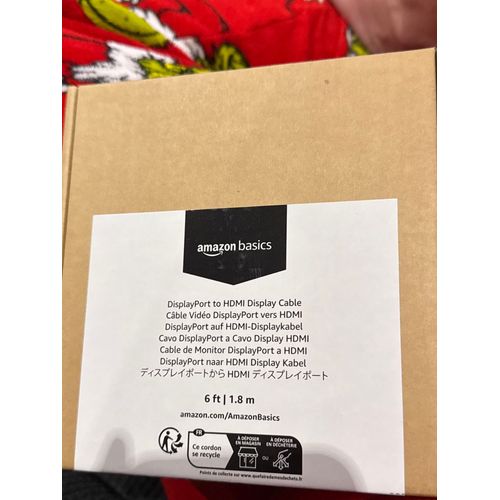 Basics Câble DisplayPort (Source) vers HDMI (écran), unidirectionnel, 4k à 30 Hz, 1920x1200, 1080p, connecteurs plaqués Or, 1.83 m, Noir