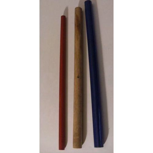 3 Crayons Entiers A Tailler - Bleu - Rouge - Gris Papier