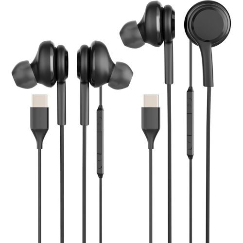 KALANKA-Écouteurs Filaires USB C Jack Intra-Auriculaires Casque (Lot de 2) Compatible avec Samsung Galaxy S24 S23 Ultra Phone 16 15 Audio Prise Oreillettes Type C Voiture Autoradio Casque Gaming Head