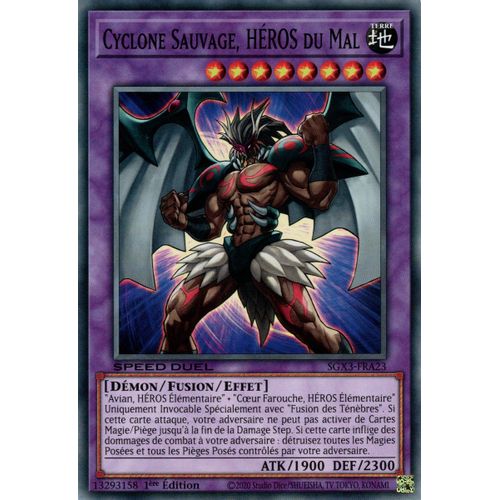 Yu Gi Oh Sgx3 Fra23 Cyclone Sauvage, Héros Du Mal