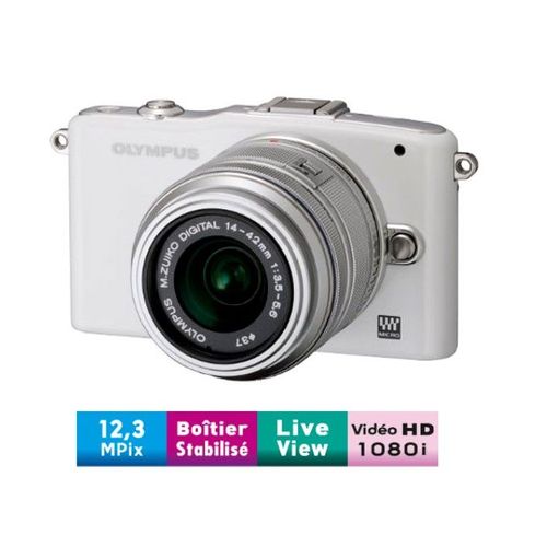 Olympus PEN E-PM1 Hybride 12.2 mpix Blanc + Objectif Olympus M.Zuiko Digital 14-42 mm f/3.5-5.6 II R