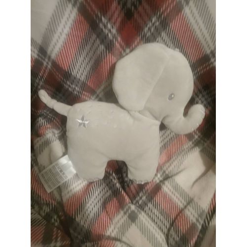 Doudou Élephant Gris Argenté Semi Plat Mots D'enfants