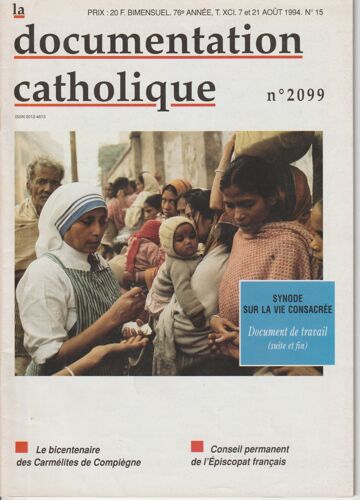 La Documentation Catholique N° 2099 Du 7 Et 21 Aout 1994