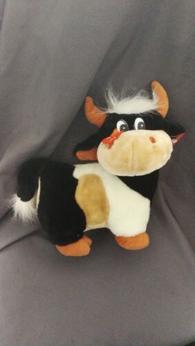 Peluche Vache Noir Blanc Marron Fleur Orange Sandy