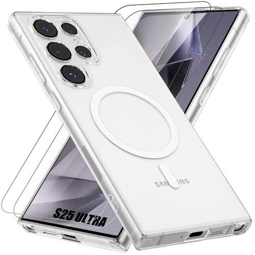 Coque pour Samsung Galaxy S25 Ultra, avec Ronde Magnétique + 2 Verres Trempés Transparents - E.F.Connection