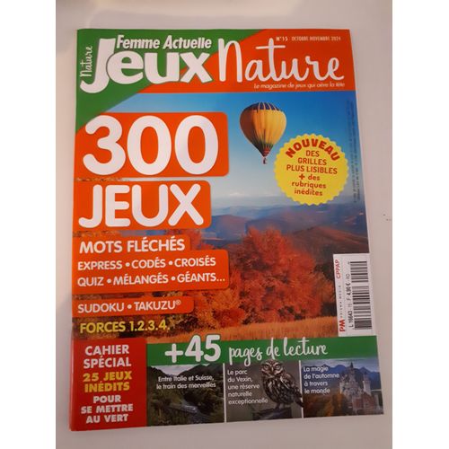 Femme Actuelle Jeux Nature N°15 Octobre Novembre 2024. 300 Jeux Et 45 Pages De Lecture.