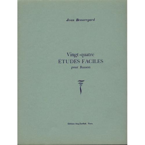 Jean Beauregard : Vingt-Quatre Études Faciles Pour Basson - Editions Zurfluh - Az1167