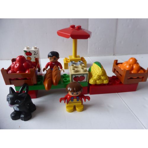 LEGO DUPLO Ville Le Stand du Marché avec 2 Figurines et 1 Chat