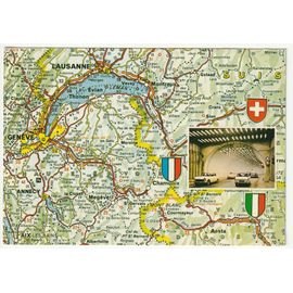 Chamonix Mont Blanc. Tunnel Du Mont Blanc D'après Carte Michelin N°916 Carte Écrite Années 70, Avec Timbre N° 1664.