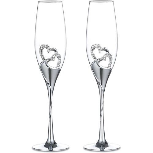 Coupe De Champagne D¿Amour En Cristal Et Métal