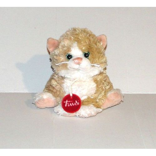 Doudou Chat Blanc Et Roux Assis Trudi