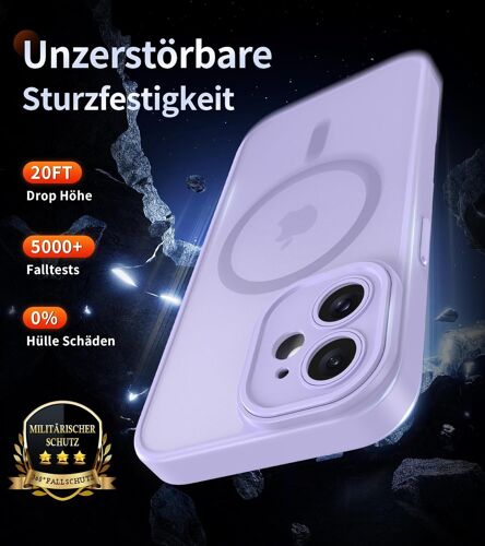 Magnétique Coque pour iPhone 11 avec 2 Verre Trempé, Compatible avec MagSafe, Protection d'objectif Tout Compris, Etui Mat Arrière Housse Fine Antichoc Case iPhone 11 6.1"", Violet Clair