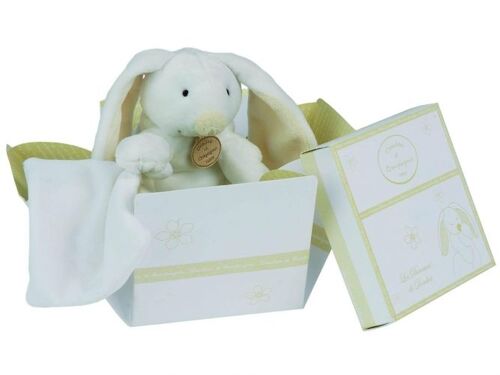 Doudou Peluche Lapin Rabbit Bunny Lièvre Hase Kaninchen Jaune Poussin Paille Clair Blanc Mouchoir Les Douceurs De Doudou Douceur Doudou Et Compagnie D&c & Et Bonbon Dc947 Lot A043 Doux 15 / 16 Cm 