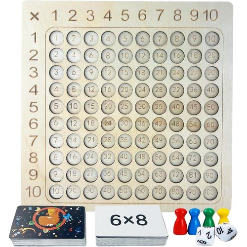 ChenQuanSarl-Montessori Mathématique Tableau, 10X 10 Jeu De Multiplication, Jeux De Plateau Table De Multiplication En Bois, Jeux Apprendre Les Chiffres, Pour Apprendre À Compter, Chiffres, Motrices