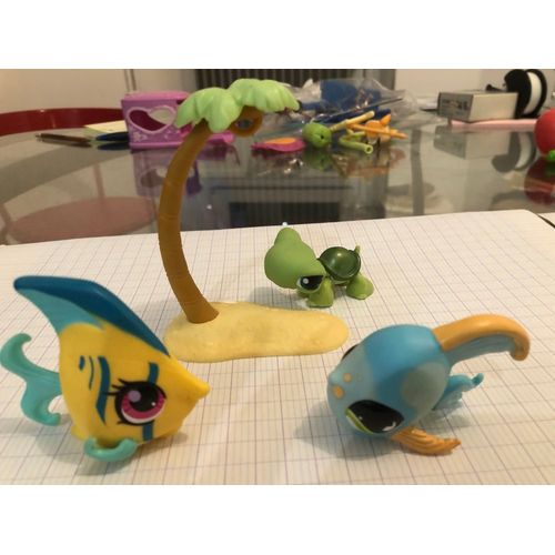 Lot Petshop Poissons Et Tortue Et Ile