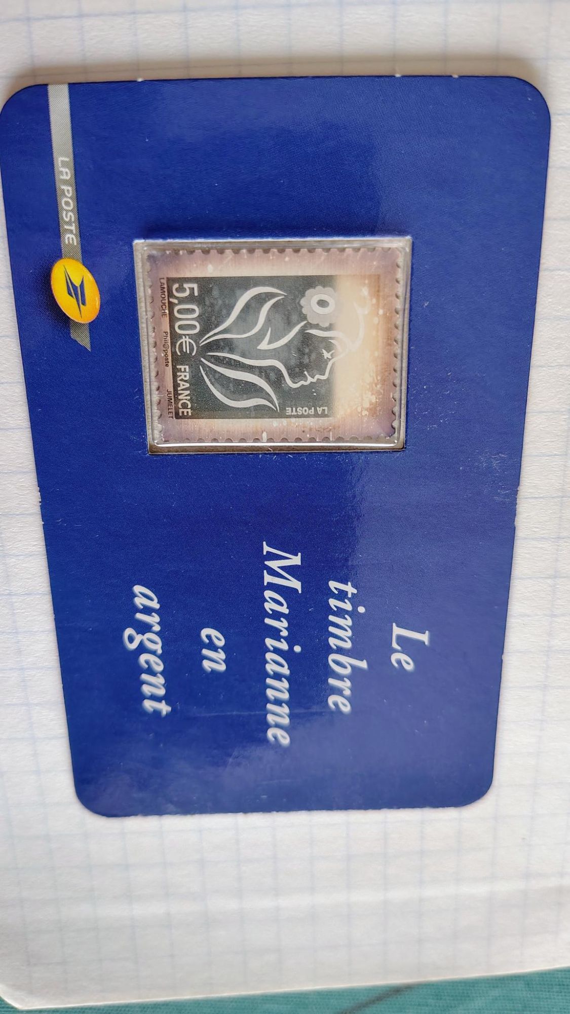 timbre Marianne en argent 999 millièmes Ancien timbre en argent massif 999 millième France Marianne