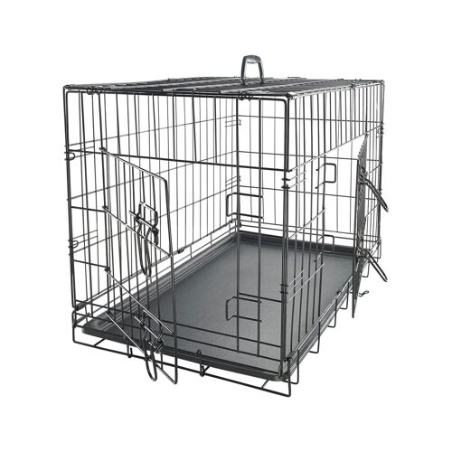 Cage Pour Chien Fortressooxs, Caisse De Transport Pour Chien Et Chiot 56x33x41cm, Pliable, 2 Portes, Plateau Amovible, Utilisation Interieur, Paitsy