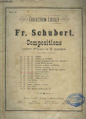 Schubert Compositions Pour Piano À 2 Mains Trois Marches Militaires Litolff