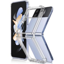 Coque Compatible Pour Samsung Galaxy Z Flip 4 5g, [Protection Militaire] [Avec Boucle Connexion Métal] [Ne Jaunit Jamais] Coque De Protection Antichoc Cristalline Pour Galaxy Z Flip 4