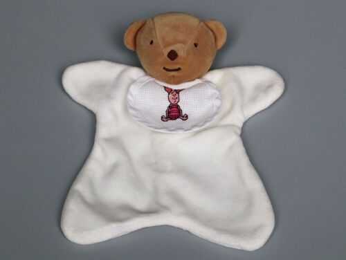 Doudou Ours Plat Beige Blanc Bavoir Dmc