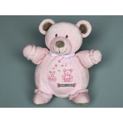 Doudou Ours Boule Rose Marron Nicotoy