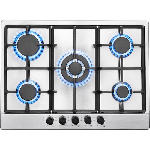 Plaque De Cuisson Gaz 5 Feux, Plaque Gaz Avec Panneau En Acier Inoxydable, Sécurité Thermocouple, Convient Pour Le Gaz Naturel/Propane, 68Cm, 10480 W, 220-240 V[PLA623284]