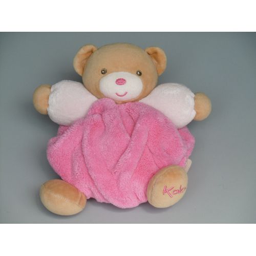Doudou Ours Boule Rose Framboise Plume Kaloo