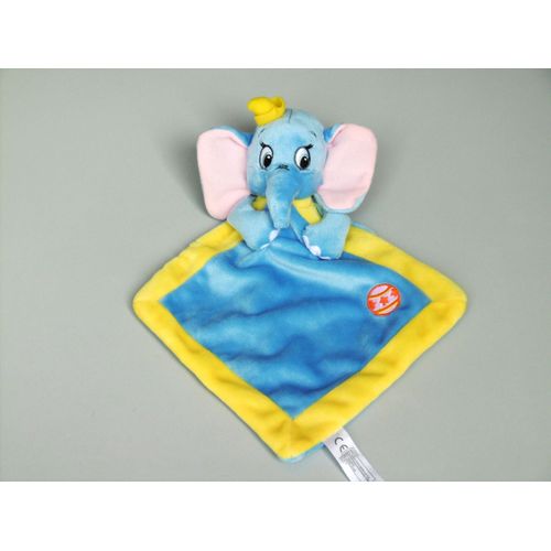 Doudou Dumbo éléphant plat bleu jaune Disney Nicotoy