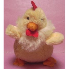 Figurine Peluche Poule Jaune Et Blanche - Hauteur 15 Cm - Jemini