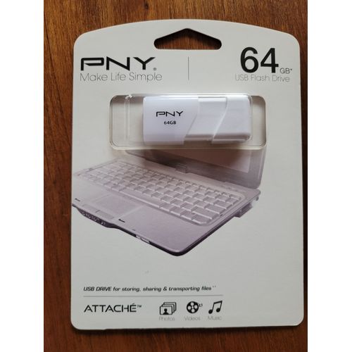 PNY Compact Attaché - Clé USB - 64 Go - USB 2.0 - blanc