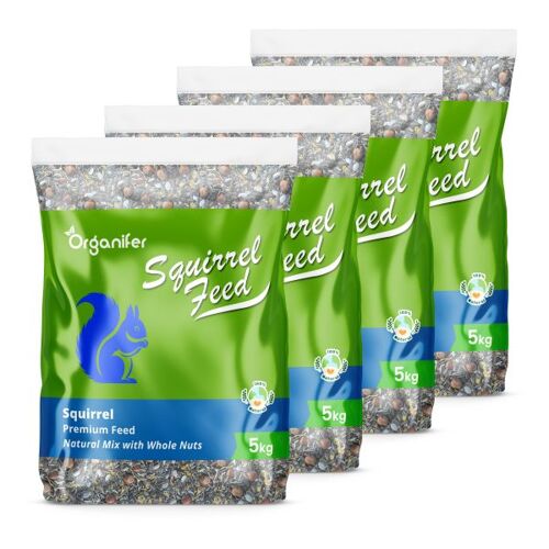 Nourriture Pour Écureuils ¿ Mélange Avec Des Noix Entières (20 Kg) Riche En Protéines, Matières Grasses Et Fibres - Sans Pesticides - Pour Mangeoires À Oiseaux - Pour Toutes Les Saisons - Organifer