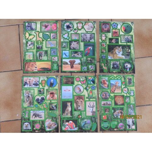 6 Planches D'autocollants Animaux