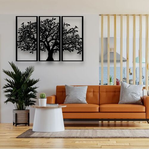 3 panneaux en métal arbre généalogique, décoration murale en métal, arbre de vie